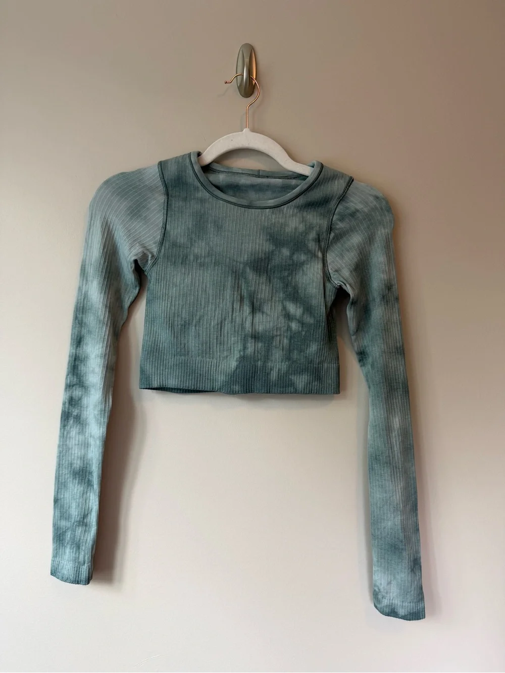 Lululemon Ebb to Street Long Sleeve Marble Dye Tidal Teal Crop Top | 2